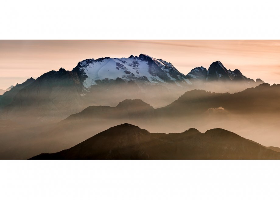Blick von Lagazuoi Zuflucht, Marmolada Gletscher, Gran, Vernel und Col di Lana, Cortina d'Ampezzo